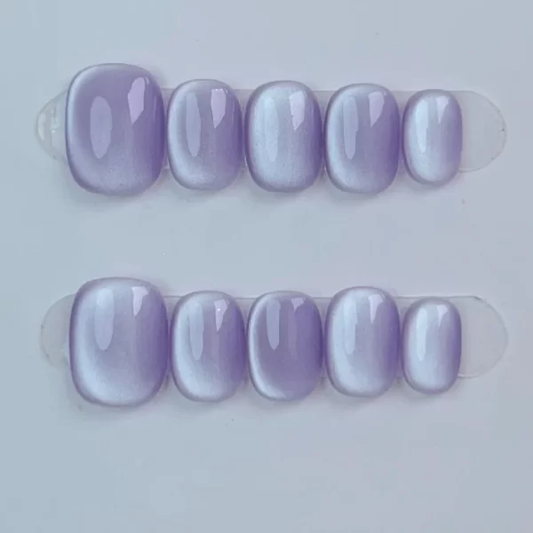 10Pcs Shiny Blue Short Ballerina Handmade Press on Nails Full Cover Cat Eye Design False Nails Manicure Wearable Nail Tips Art - Image 2