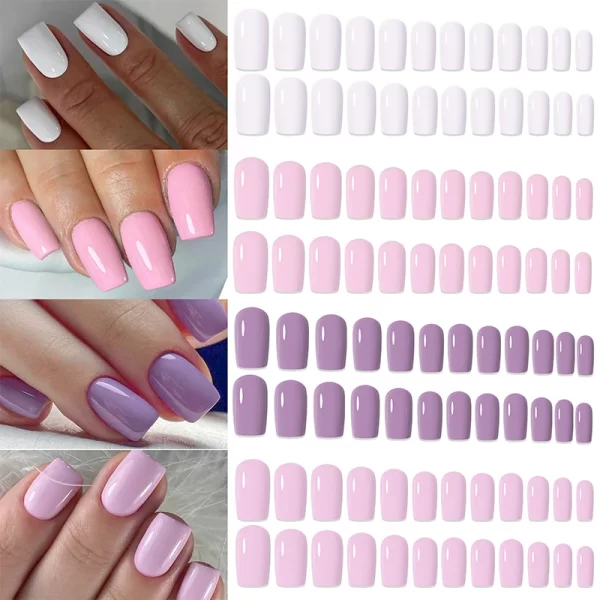 96pcs/box Pink Purple Fake Nails Acrylic Full Cover Nail Tips Ballet Wear Nail Press on Nails Mix Color DIY Manicure Tools - Image 7