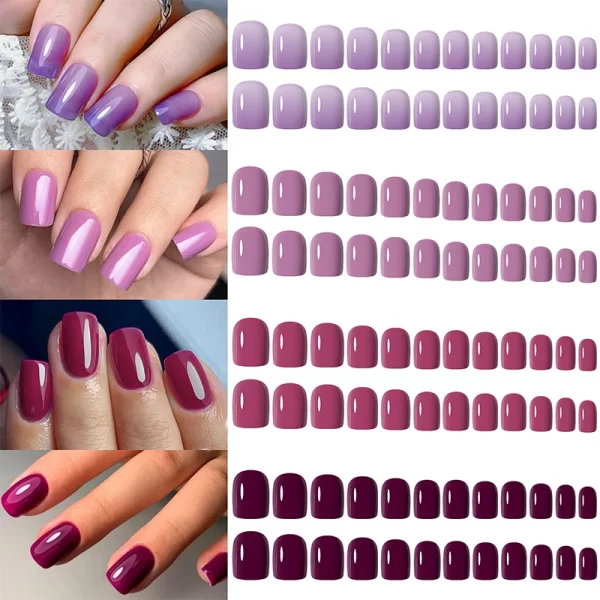 96pcs/box Pink Purple Fake Nails Acrylic Full Cover Nail Tips Ballet Wear Nail Press on Nails Mix Color DIY Manicure Tools - Image 12