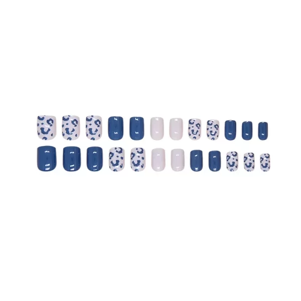 24pcs Blue Short Square Press on Stick-on Nails Cheap False Nail Set Removable Fake Nails Girls Summer Finger Nail Art Simple - Image 5